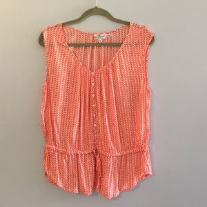 Grand & Greene Coral Chevron Sleeveless Blouse XL